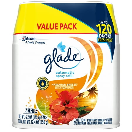 Grade Spray - Glade Automatic Spray Refill Hawaiian Breeze, Air Freshener Spray, 6.2 oz, Pack of 2
