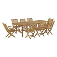 thumbnail image 2 of Modway Marina 9 Piece Outdoor Patio Teak Dining Set in Natural, 2 of 8