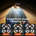 thumbnail image 5 of Solar Fan, 10000mAh Rechargeable Camping Fan Battery Portable Fans with LED Light, 6 Speeds Powerful Wind and 6H Timer Oscillating Tent Fan for Picnic, Fishing, 5 of 8