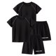 thumbnail image 1 of Odeerbi Conjunto Deportivo de Niños de 2 Paquetes Con Rayas Reflectantes, Trajes Deportivos de Secado Rápido Transpirable, Conjunto de Pantalones Cortos de Camiseta de 2 Piezas, 5-12 Años, 1 of 8