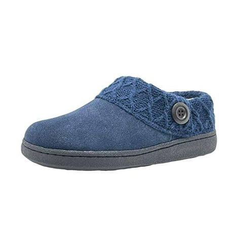 

Clarks Suede Knitted Collar Clog Plush Faux Fur Lining Slippers Navy/Navy X (10 Navy/Navy X)