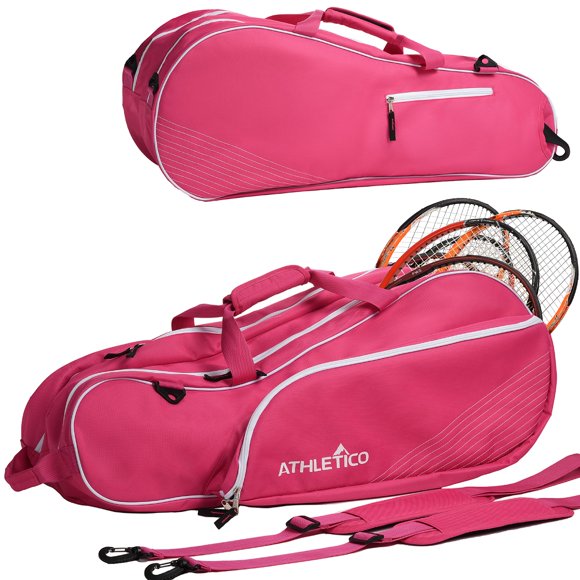 Bolsa de tenis Athletico para 6 raquetas | Acolchado para proteger las raquetas y ligero | Tenistas profesionales o principiantes | Diseño unisex para hombres, mujeres, jóvenes y adultos (rosa)