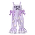 thumbnail image 3 of lnmuld Girls Little Boo Ghost Solid Gingham Suspender Overalls Flare Bell Bottom Pants Halloween Lace Bow Decor Kids Casual Jumpsuit Trousers 12-18 Months,Purple, 3 of 9