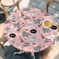 thumbnail image 2 of Pink Halloween Round Tablecloth, Fitted Table Cover with Elastic for 45"-54" Round Tables, Cat Bat Ghost Pumpkins Table Cloth Outdoor Indoor Dinning Party Waterproof Tablecloths, 2 of 7