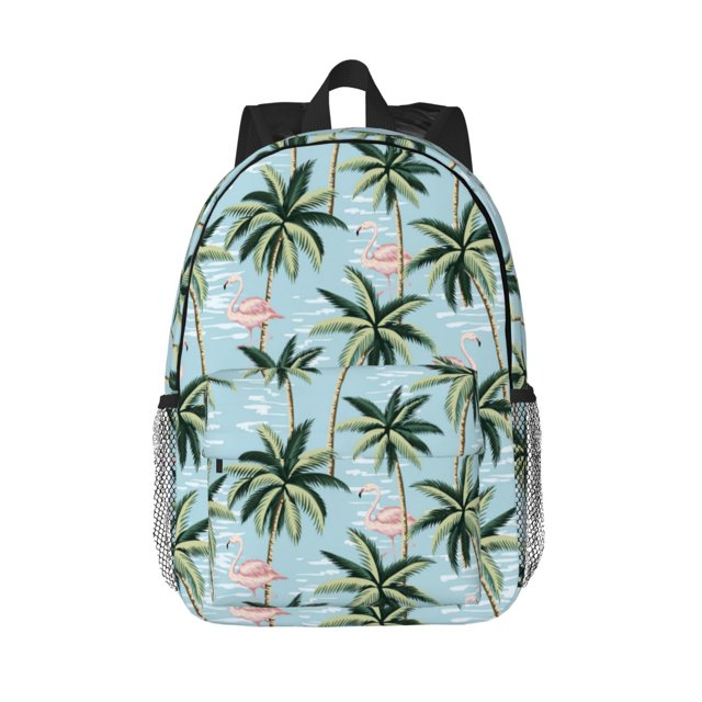 Easygdp Flamingos And Palms Mochila Ligera de 15 Pulgadas para Estudiantes, Mochila Cómoda para la Escuela y Viajes, Correas Ajustables