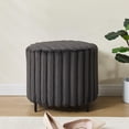thumbnail image 2 of GZXS Modern Upholstered Faux Fur Ottoman, 22" Round Pouf Foot Rest Stool with Black Metal Legs, Easy Assembly, 2 of 7