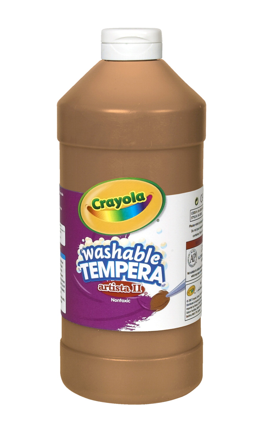 Crayola Artista Ii NonToxic Washable Tempera Paint, Brown, Quart