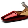 thumbnail image 4 of YDN Women Classic Square Closed Toe Rhinestone Strap Pumps Block Low Heel Slingbacks Mary Janes Fashion Dressy Shoes Size 11 Red, 4 of 5