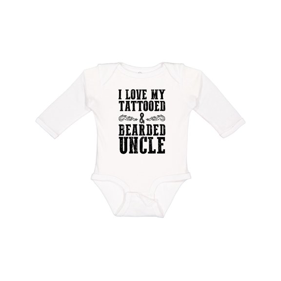 Inktastic I Love My Tattooed & Bearded Uncle Boys or Girls Long Sleeve Baby Bodysuit