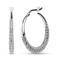 thumbnail image 4 of LeCalla 925 Sterling Silver Jewelry Light-Weight Click-Top Diamond-Cut Round Hoop Earrings for Women and Teen 30MM, 4 of 9