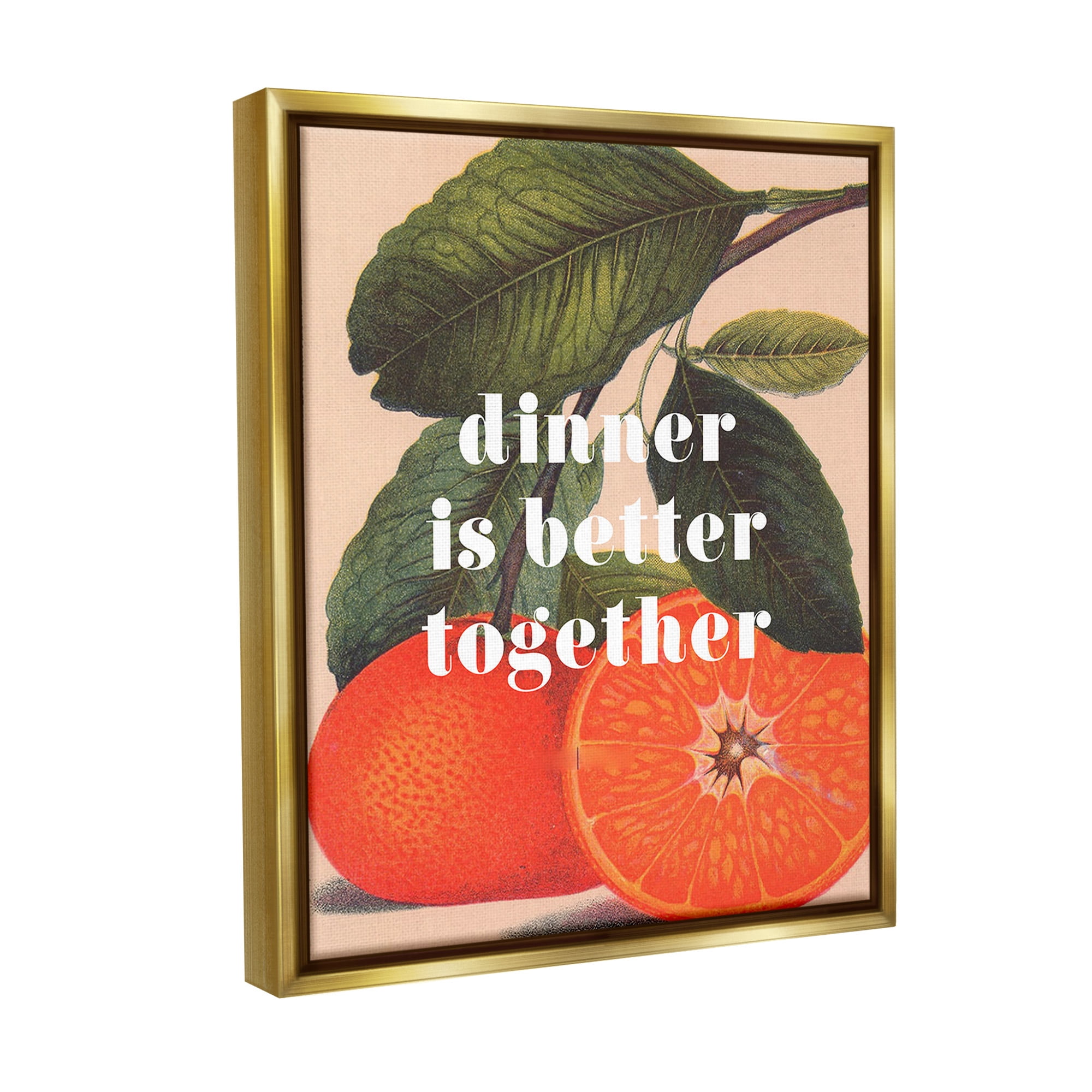 Stupell Industries Dinner Better Together Food & Beverage Painting Gold Floater Framed Canvas Art Print Wall Art, 25 x 31