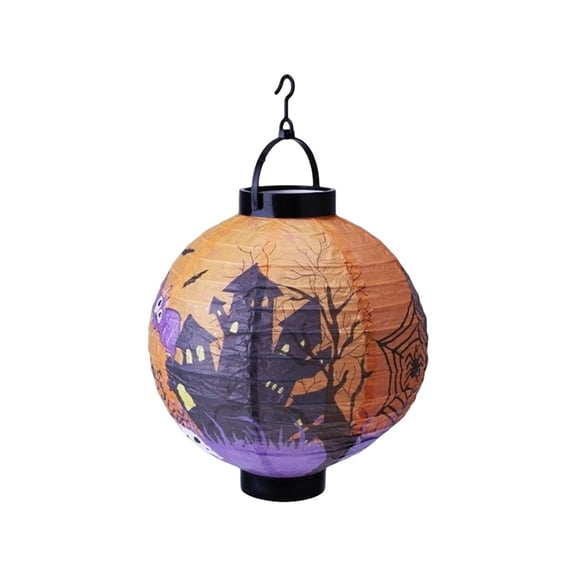 Cififendec Halloween Paper Lanterns, Light Up Hanging Themed Paper Lantern Props for Night Party Decor and Porch Hanging Ornament, 9.84"×7.87"