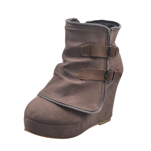 asdoklhq New Balance Womens Shoes,Women's Round Toe Slope Heeled Clan Style Comfy Casual Shoes Solid Outdoor Shoes