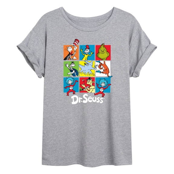 Dr. Seuss - Character Grid - Juniors Oversized Graphic T-Shirt