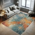 thumbnail image 5 of Ambesonne Abstract Decorative Rug Carpet, Futurist Floral Lines Art, 5' 1" X 7' 5", Vermilion and Sea Blue, 5 of 5