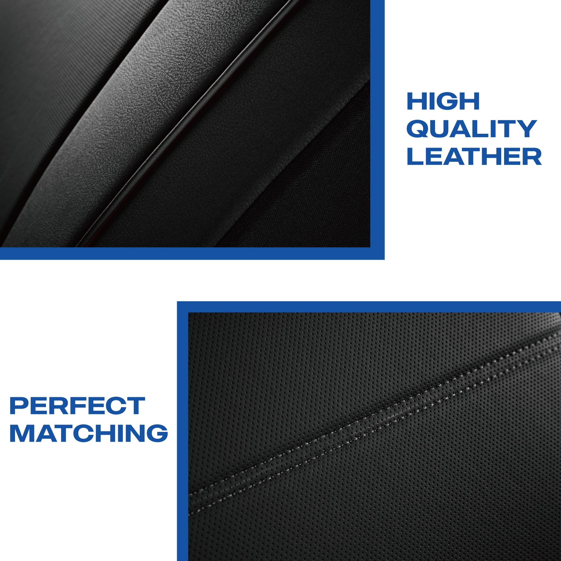 Skechers Premium Leather Car Seat Cover – Front Seat, Durable, Breathable, Universal Fit for Cars, SUVs, and Trucks - Black