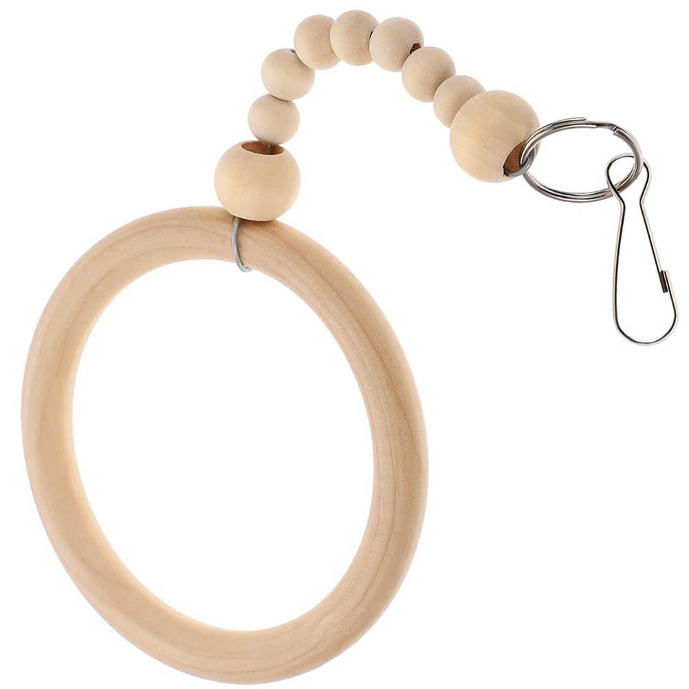 OUNONA Beige Wooden Bird Swing for Parakeet Cage Exercise and Coordination Training