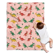 Pink Christmas Dinosaurs Pattern Blanket,Comfortable Soft Lamb Wool Throw Blanket,All Season,Warm Lightweight Blankets for Sofa Bed Couch Living Room Chair,30"x40"