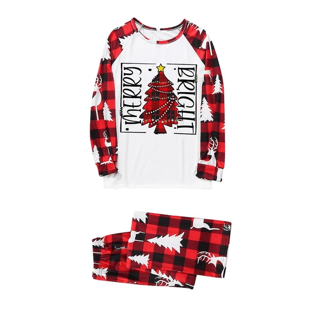 Pyjama de Noël Imprimé Lettre Dessin Animé Costume Maison Saisonnier Manches Longues