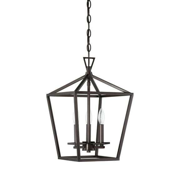 F3712-64-Sunset Lighting-Raven - 3 Light Cage Pendant   Provincial Bronze Finish