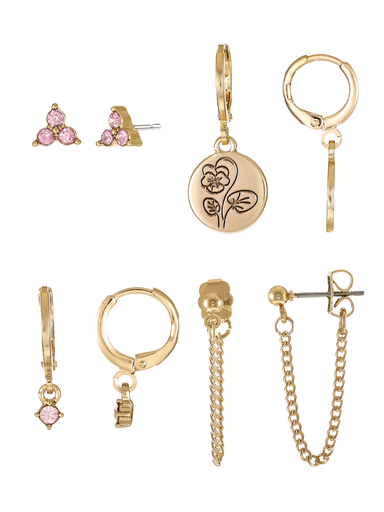 Time and Tru Goldtone Birth Flower Earring Collection, 4 Pairs, February