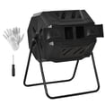 thumbnail image 3 of Outsunny Tumbling Compost Bin Outdoor 360° Dual Chamber Rotating Composter 43 Gallon, Black, 3 of 10