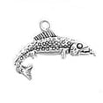 thumbnail image 1 of Sterling Silver 24" 1mm Box Chain 3D Trout Speckled Fish Pendant Necklace, 1 of 2