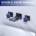 thumbnail image 5 of Wowow Modern Double Handle Wall Mounted Bathroom Faucet with Waterfall Spout in Matte Black, 5 of 8