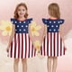 thumbnail image 1 of Odeerbi Niñas Día de La Independencia Vestido de Línea A Verano Patriótico Estrella Raya Ruffle Gorra Manga Vestido Casual, 1 of 6