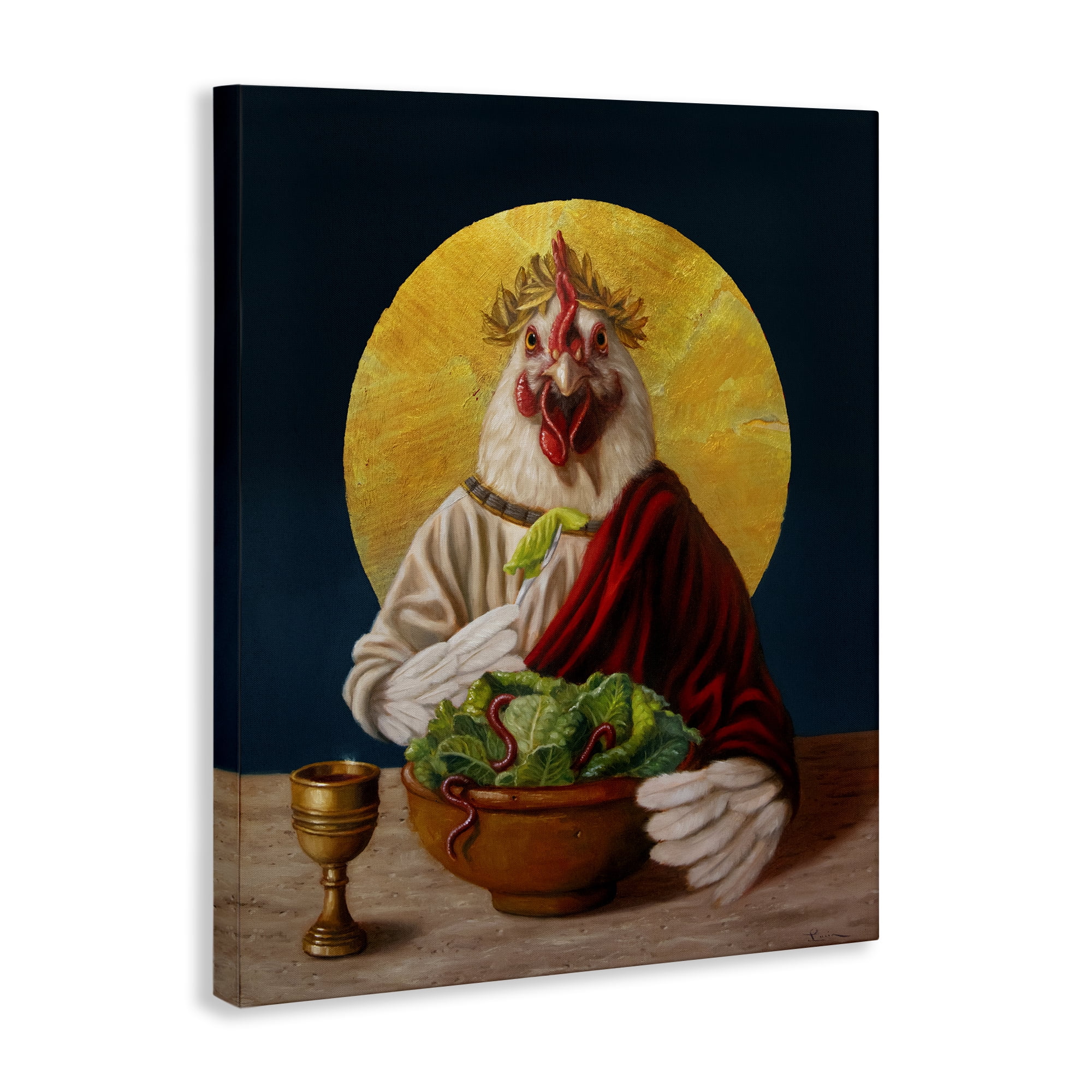 Stupell Industries Classic Hen with Meal Novelty & Humor Painting Wrapped Canvas Art Print Wall Art, 16 x 20