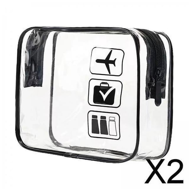 2xBolsa De Maquillaje Transparente Para Artículos Esenciales De Viaje Y Baño, Color Negro
