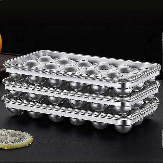 Tray Ice Cubes, Ice Cube Tray With Lid, Ice Mold Tray; Reusable Stainless Steel Ice Cream Scoop Making Tool For Whiskey Cocktails