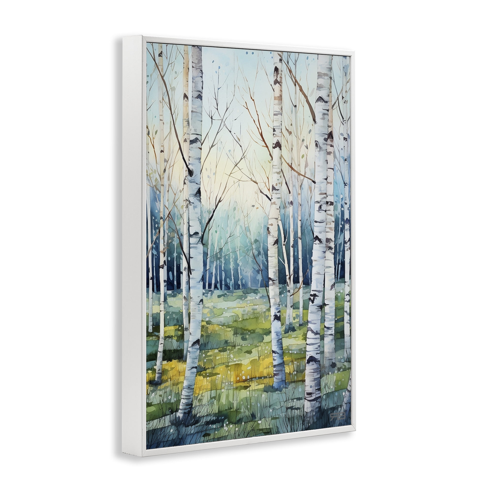 Stupell Industries Summer Birch Forest Landscape Painting White Framed Art Print Wall Art, 16 x 24