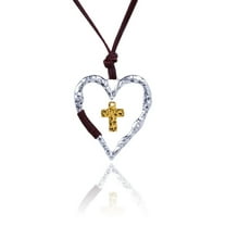 Huhudde for Cross Necklace Love Heart Pendant Necklace Leather Chain Jewelry Christmas G