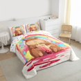 thumbnail image 3 of Feelyou Cute Funny Capibara Queen Comforter Set for Kid, Milk Tea Animal Bedding Sets, Cartoon Watercolor Rainbow Reversible Bedding Comforter Set, Microfiber Bedroom Decor, 3pcs, 3 of 8