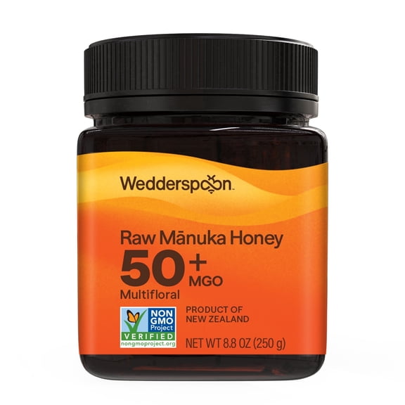 Wedderspoon Raw Unpasteurized New Zealand Manuka Honey 50 MGO, 8.8 oz Jar