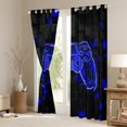 thumbnail image 3 of jejeloiu Cartoon Console Gamepad Black Out Curtains,Minimalist Geometric Check Curtains Pack of 2 (42x63 Each),Blue Black Bedroom Curtains For Boys Teens,Ultra Soft Home Decor, 3 of 6