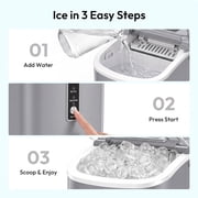 EUHOMY Countertop Ice Maker 26 lbs/Day Portable Self-Cleaning, 9 Bullet Ice in 6 Min, Silver