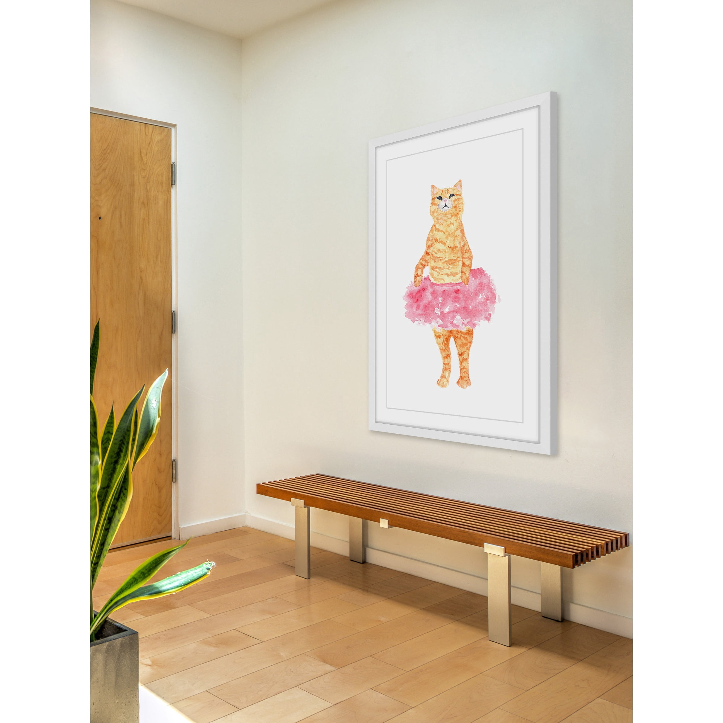 "Ballerina Cat" Framed Painting Print