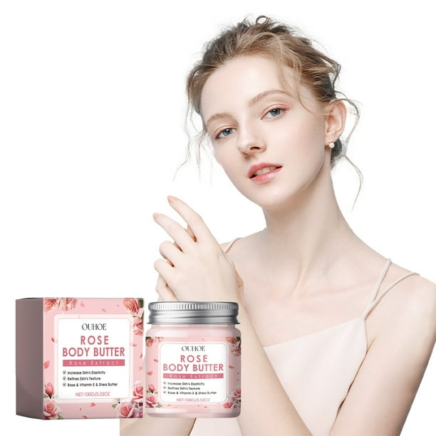 Crema Hidratante Corporal Rosa 100g | Hidratación Nutritiva Profunda con Extracto de Rosa, Vitamina E, Manteca de Karité | Fórmula Ligera Reparadora | Rápida absorción | Cuidado suavizante de la