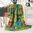 thumbnail image 2 of Green Cartoon Dinosaurs Jungle Flowers Pattern Blanket,Comfortable Soft Lamb Wool Throw Blanket,All Season,Warm Lightweight Blankets for Sofa Bed Couch Living Room Chair,50"x60", 2 of 4