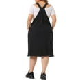 thumbnail image 3 of Agnes Orinda Women's Plus Size Jean Skirt Distressed Racerback Suspender Denim Overall Dress 1X Black, 3 of 6