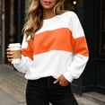 thumbnail image 6 of Josdec Women's Two Tone Color Block Crew Neck Sweatshirt, Drop Shoulder Long Sleeve Loose Pullover, All Season Daily Casual Loungewear Tops, 6 of 9