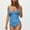 01 Blue, variant on Feimerou One Piece Swimsuit for Women Sexy Spaghetti Strap V Neck Bathing Suits Tummy Control High Waisted Front Ruched Swimwear