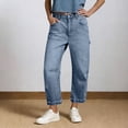 thumbnail image 2 of ZToonmas Women's Barrel Cropped Jeans High Waist Carpenter Pants with Pockets for Everyday and Casual Wear, 2 of 5