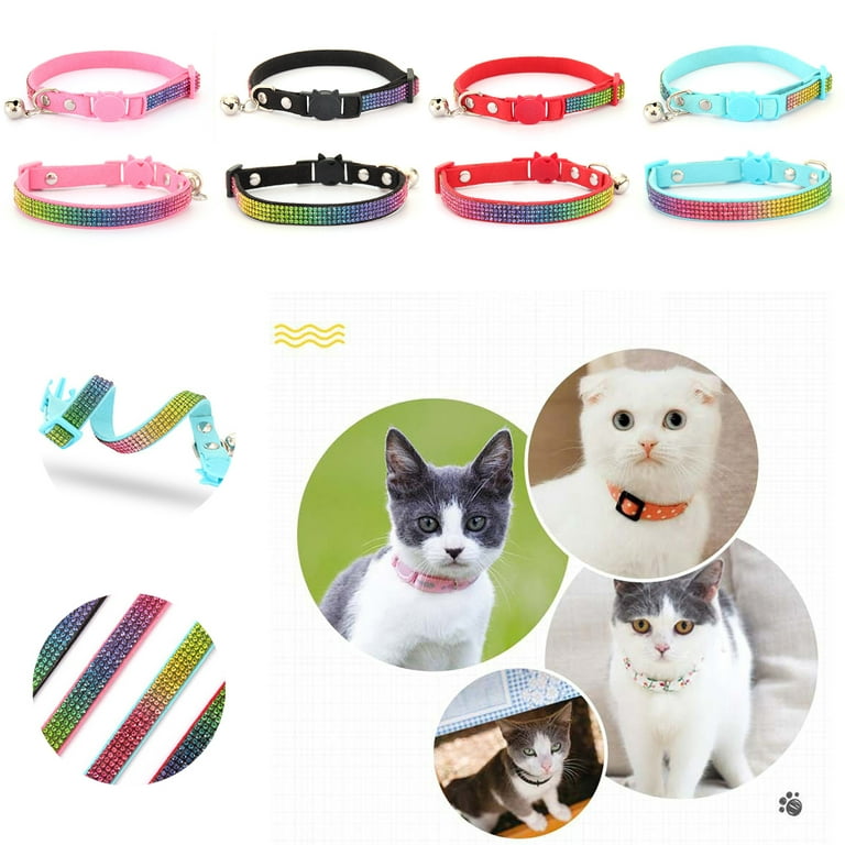 Cat Collar with Bell Luminous Cats Collars Necklace Safety Glow Neck Ring  Reflective Cat Accessories