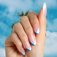thumbnail image 2 of Fofosbeauty 24pcs Press on False Nails Tips, Almond Fake Nails, V Bluewhite, 2 of 7