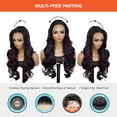 thumbnail image 3 of GLAM21USA HD LACE Front Wig Loose Wave 13X6 Transparent Lace Frontal Wigs 27 Inch Human Hair Blend Pre Plucked Swiss Lace Curly Long Synthetic Wig - Bella (OET1B/PURPLE), 3 of 7