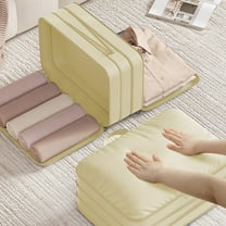 Portable Travel Clothes Organizer Bag | Cotton Storage Compartment | 40x25x15cm Packing Cube for Luggage | Khaki Gray Color Options | 1 Piece