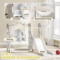 thumbnail image 4 of 4 in 1 Toddler Playset with Slide Swing Climber Basketball Hoop Rabbit Theme for Ages 1.5 to 4 Years Gray, 4 of 7